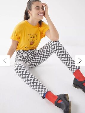 BDG Black & White Checkerboard Skinny Jeans